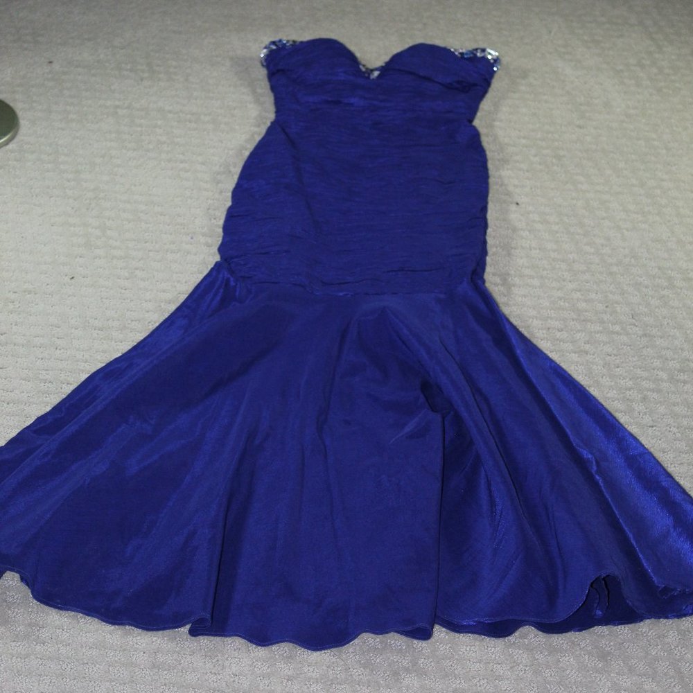 Jump Apparel Jeweled Electric Blue Mermaid Formal Dress